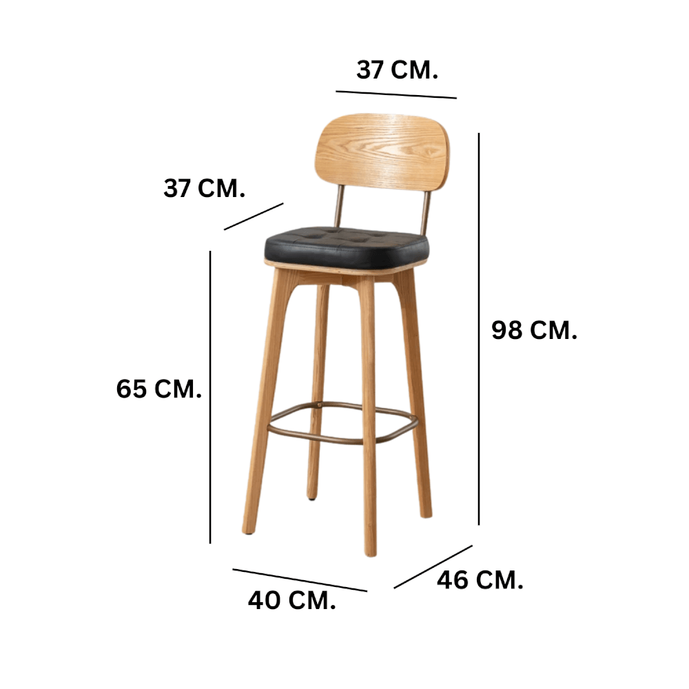เก้าอี้บาร์ MY DOLLS HOUSE COCO 65 ซม. สีไม้อ่อน เบาะสีดำ_1